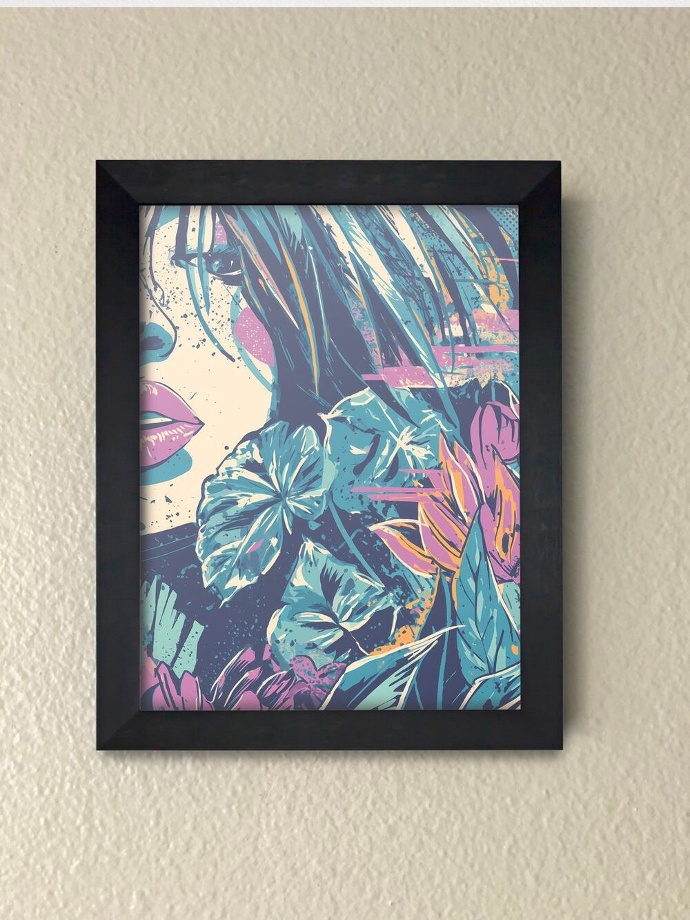Framed Island Girl Wall Art Print – Tropical Vintage Beach Decor